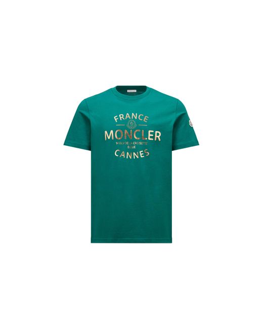 T-shirt à logo métallisé Moncler pour homme en coloris Green