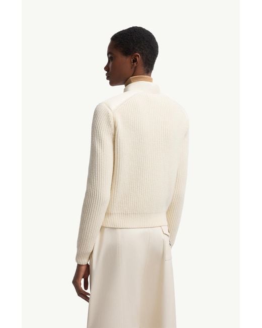 Cardigan Zippé Matelassé En Laine Moncler en coloris Natural