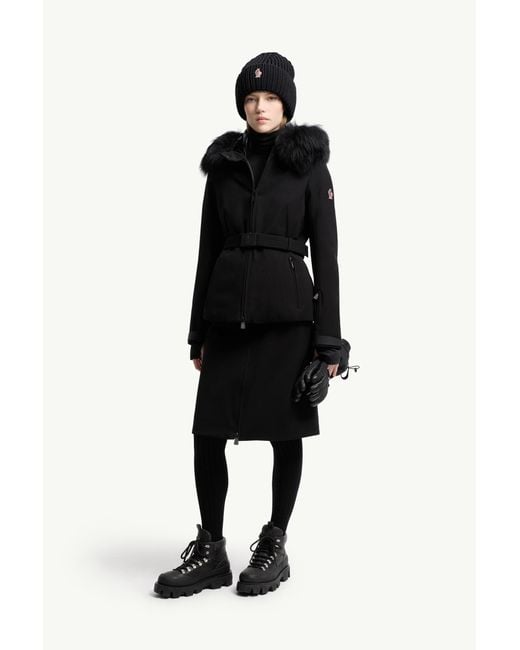 Moncler Black Bauges Daunen-Skijacke Mit Kapuze Und Shearling-Besatz, Damen, Größe