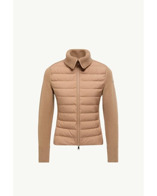 Moncler Natural Padded Wool Zip-Up Cardigan
