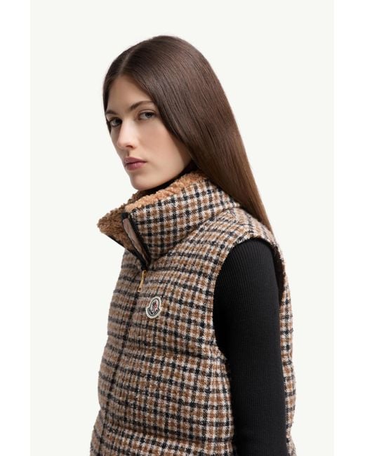 Moncler Brown Touvet Daunenweste Aus Wollmischung, Damen, Größe