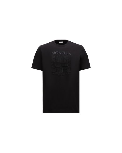 Moncler Black Embossed Motif T-shirt for men