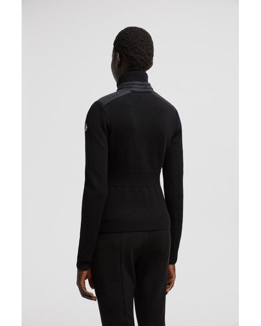 Moncler Black Padded Wool Cardigan