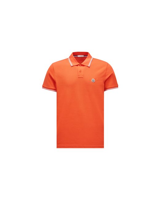 Moncler Logo Patch Polo Shirt Orange for men