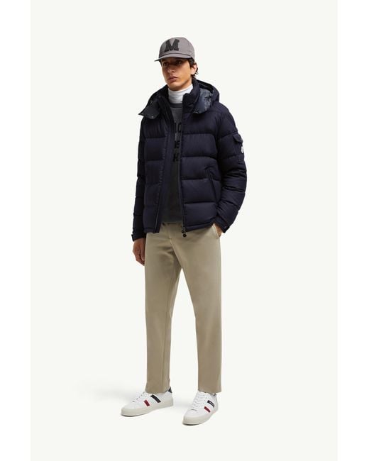 Moncler Blue Montgenevre Hooded Wool Flannel Short Down Jacket for men