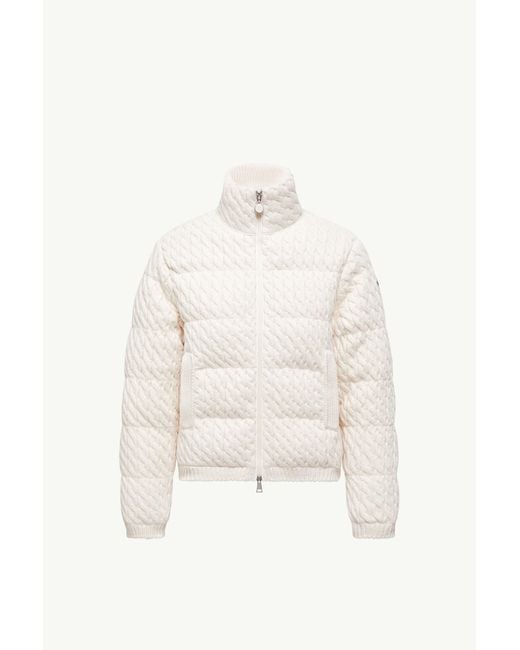 Cárdigan Acolchado De Lana Y Algodón Con Cremallera, Mujer, Talla Moncler de color White
