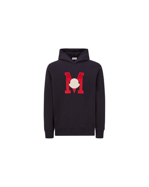 Moncler Blue Brand-print Brand-patch Cotton-jersey Hoody for men