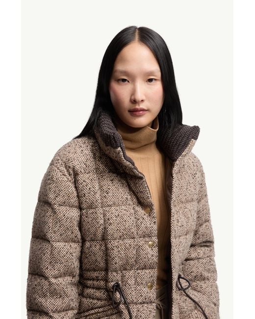 Moncler Brown Antigony Wool Blend Short Down Jacket
