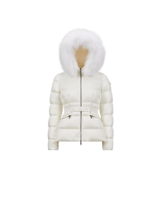 Moncler Boed Hooded Shearling Short Down Jacket in White Lyst UK
