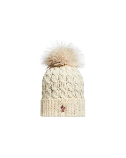 3 MONCLER GRENOBLE Natural Wool Beanie With Pom Pom