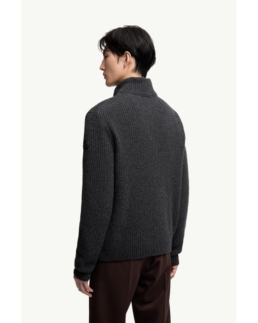 Moncler Wattierte Strickjacke Aus Wolle Mit Reißverschluss, Herren, Größe in Black für Herren