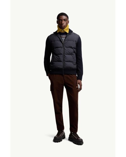 Moncler Wattierte Strickjacke Aus Wolle Mit Reißverschluss, Herren, Größe in Blue für Herren