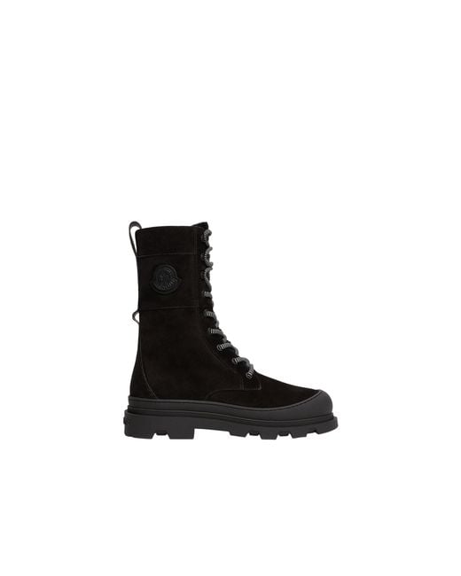 Moncler Black Moncler Vera High Suede & Shearling Lace-Up Boots