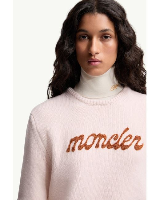 Pull En Laine Et Cachemire À Logo Brodé Moncler en coloris Pink