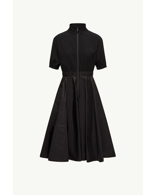 Moncler Black Midi-Kleid Aus Satin, Damen, Größe