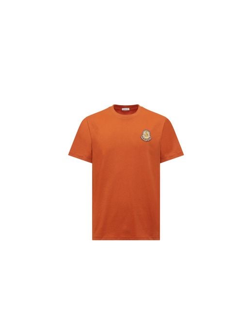 Moncler Orange Moncler Mon Duck Logo Cotton T-Shirt for men