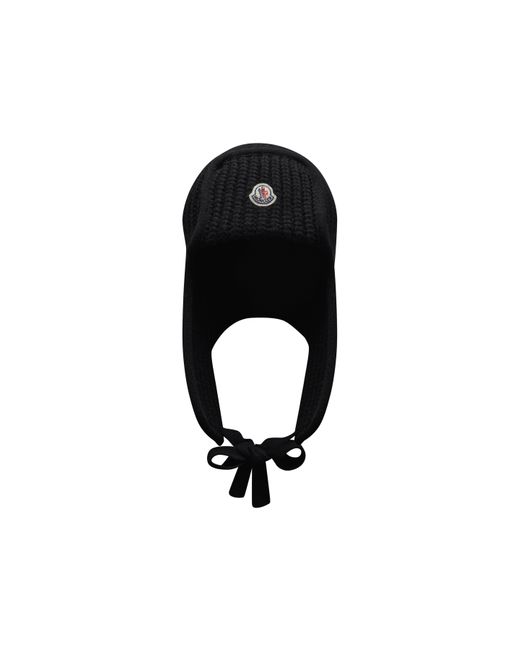 Moncler Black Wool Aviator Hat