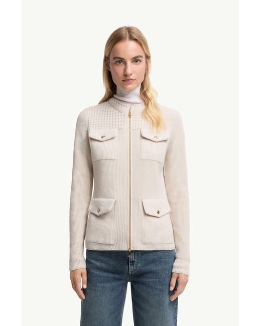 Moncler Natural Padded Wool Zip-Up Cardigan