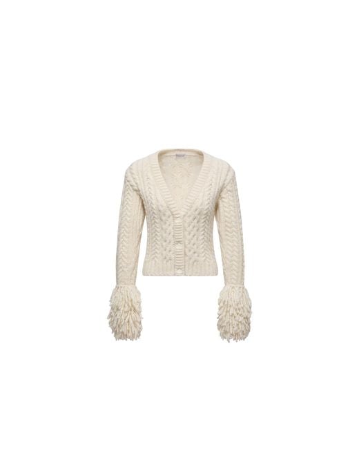 Moncler Natural Strickjacke Mit V-Ausschnitt Aus Alpakamischung, Damen, Größe