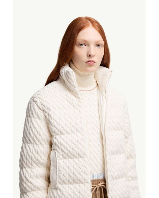 Cárdigan Acolchado De Lana Y Algodón Con Cremallera, Mujer, Talla Moncler de color White