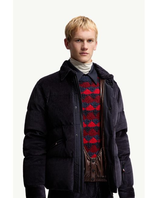 Moncler Blue Elgon Corduroy Down Ski Jacket for men