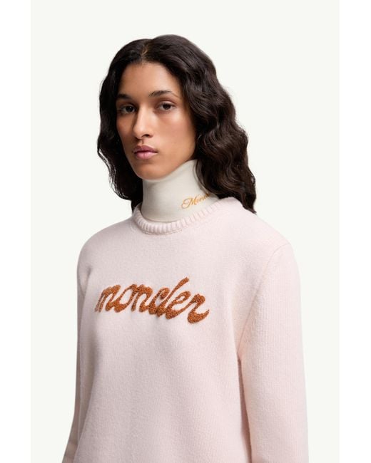 Pull En Laine Et Cachemire À Logo Brodé Moncler en coloris Pink