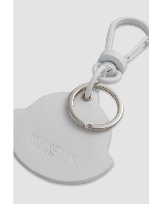 Moncler Logo Leather Key Ring White for men