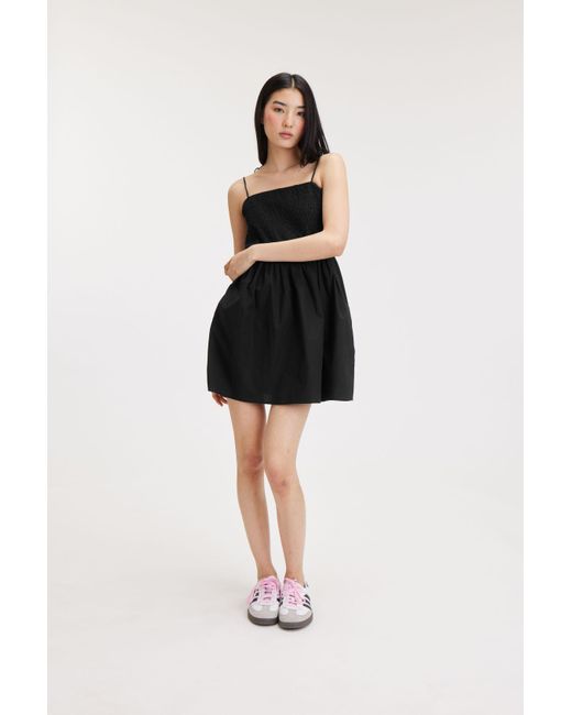 Monki Black Mini Babydoll Poplin Dress