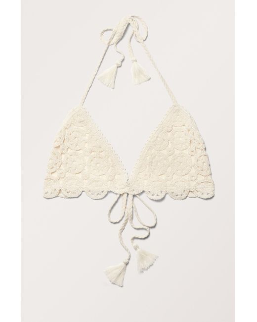 Monki Natural Crochet Cotton Triangle Bikini Top