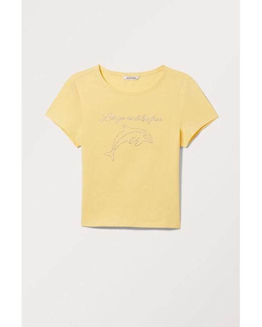 Monki Yellow Kurzes T-Shirt