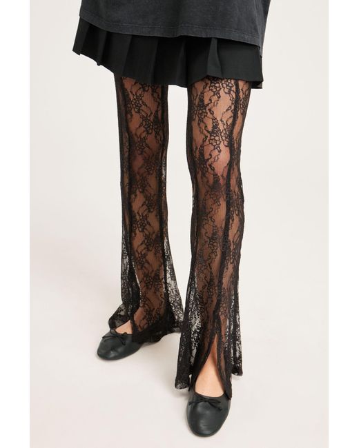 Monki Black High Waisted Lace Leggings