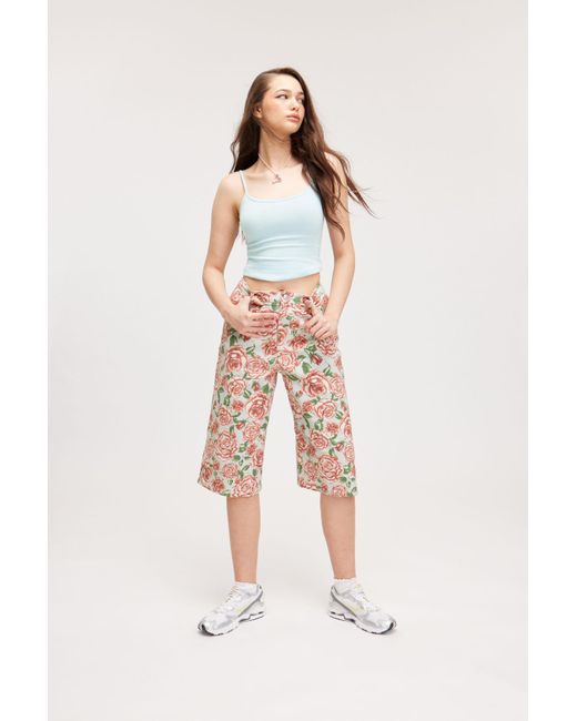 Monki Pink Cropped Twill Trousers