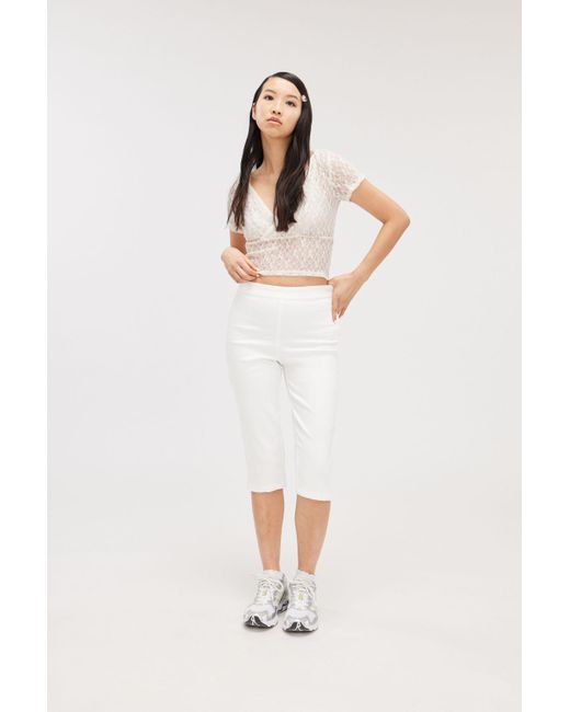 Monki White Ultra Cropped Trousers