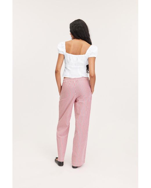 Monki Pink Relaxed Poplin Trousers