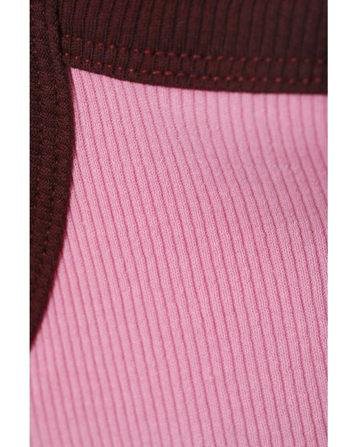 Monki Pink Cropped Ribbed Singlet