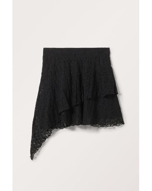 Monki Black Lace Ruffle Mini Skirt