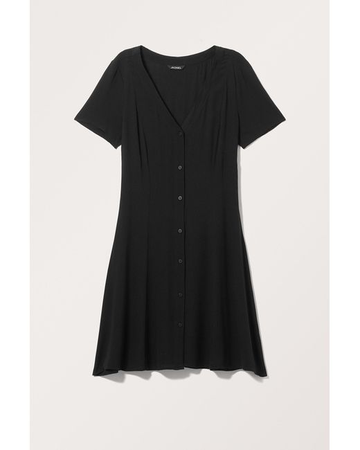 Monki Black Buttoned Short Sleeve Mini Dress