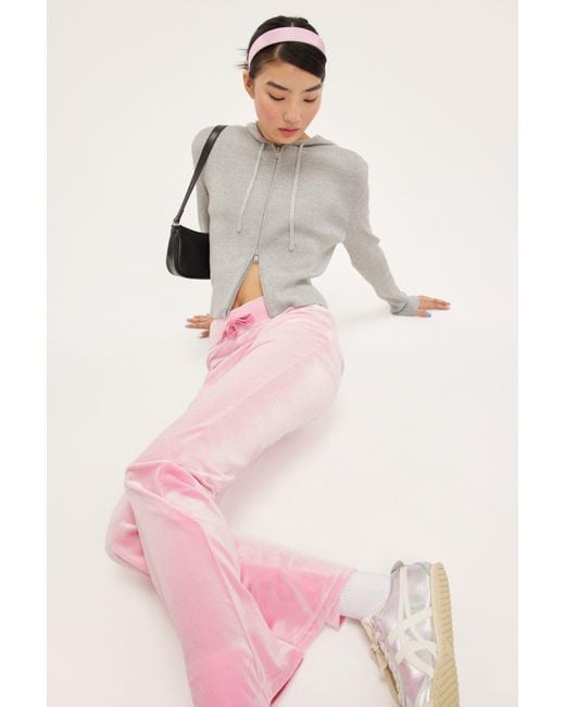 Monki Pink Soft Velvet Trousers