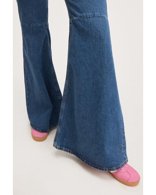 Monki Blue Low Super Flare Jeans