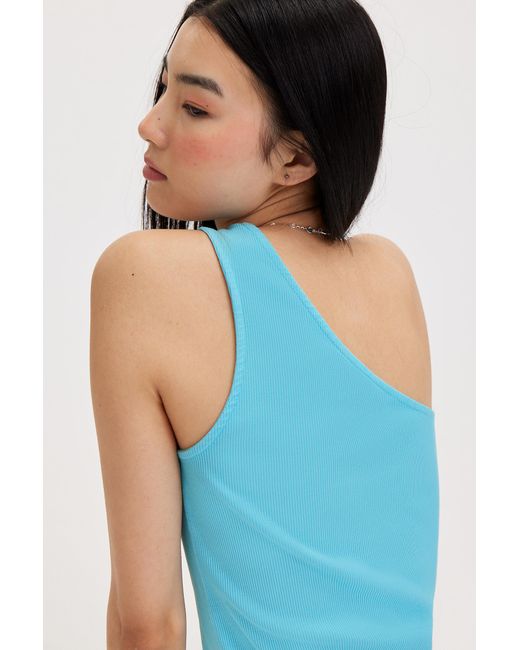 Monki Blue One-shoulder Fitted Tank Top
