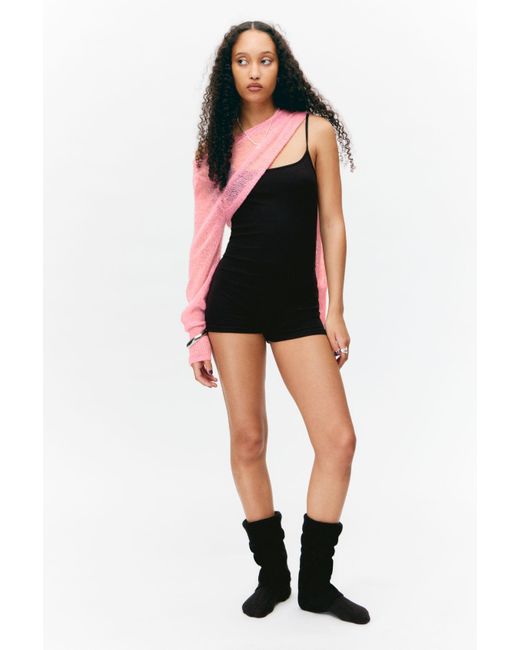 Monki Black Ribbed Fitted Jumpsuit