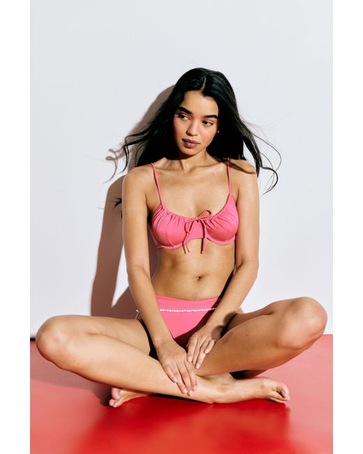 Monki Pink Wired Tie Bikini Top