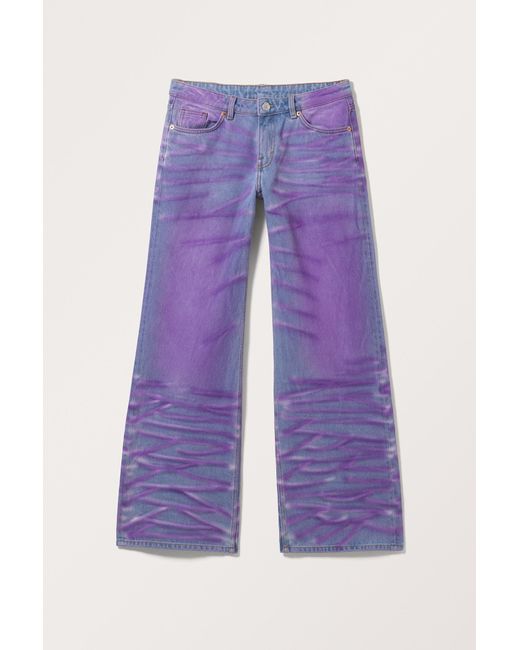 Monki Purple Imoo Low Wide Rainbow Jeans