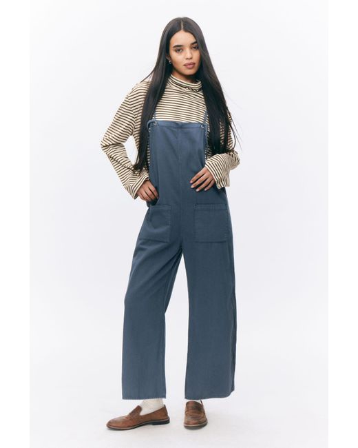 Monki Blue Loose Fit Denim Dungarees