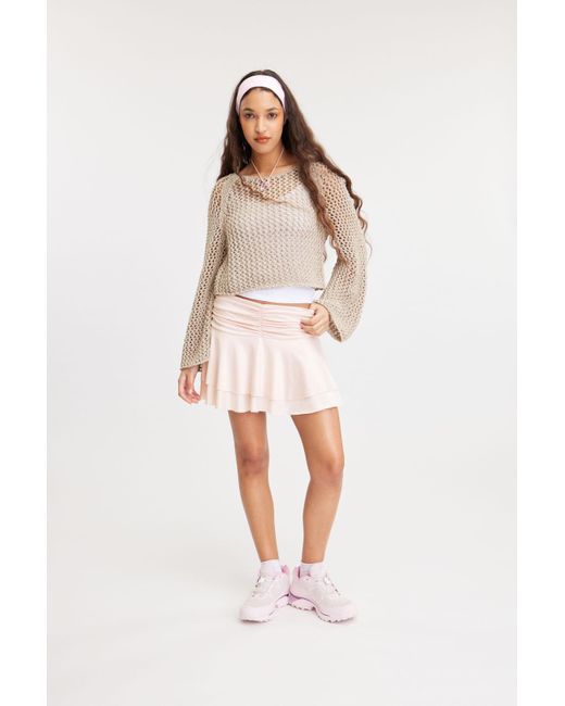 Monki Natural Cropped Loose-knitted Top