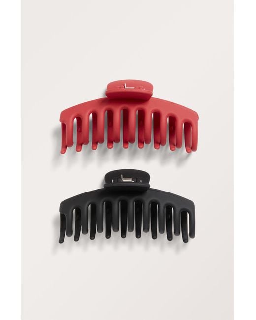 Monki Red Pack Of 2 Big Hair Claws