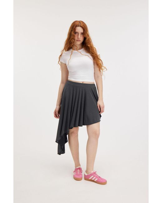 Monki Black Asymmetric Midi Skirt