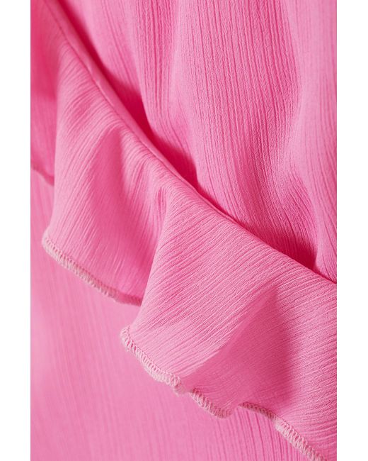 Monki Pink Asymmetric Ruffled Wrap Dress
