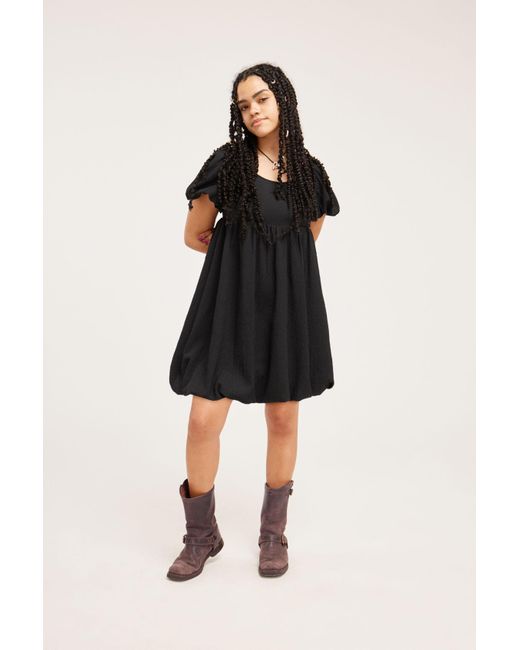 Monki Black Puffy Short Sleeve Dress