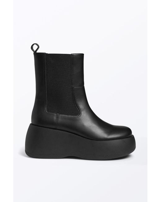 Monki Black Ankle-high Chelsea Flatform Boots